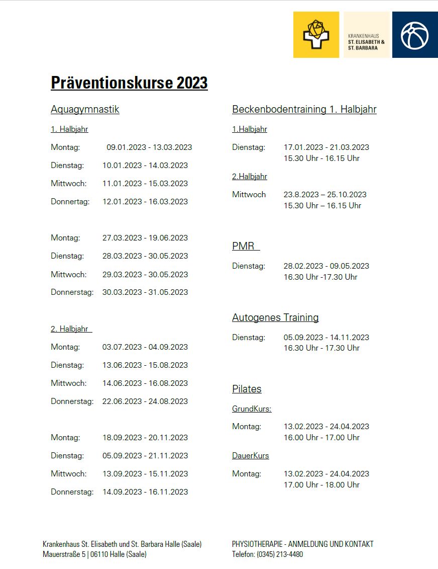 Präventionskurse 2023